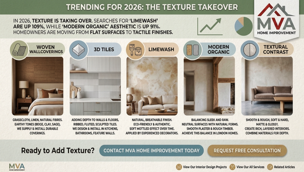 Woven Wallcoverings & 3D Tiles – The Textural Trend in London